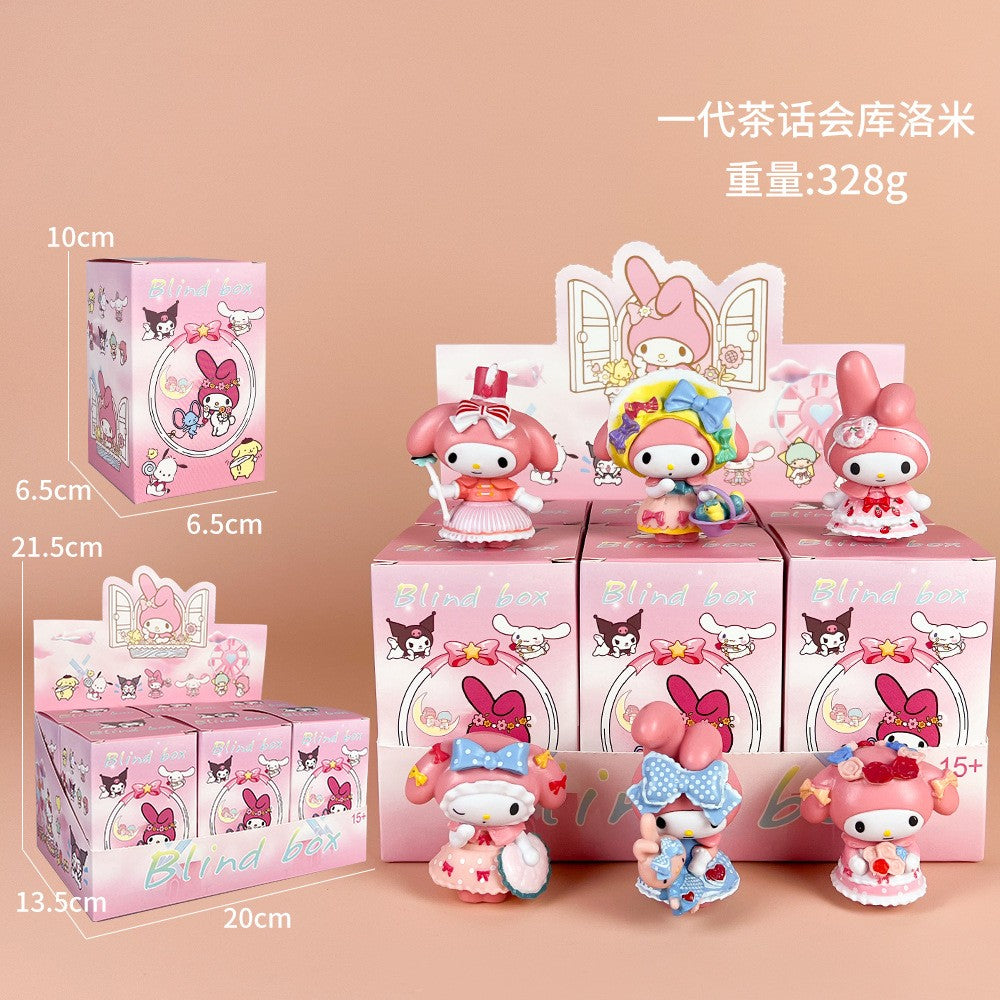 5Pcs-Set Sanrio Cinnamoroll Anime Figure Pochacco Kuromi Pom Pom Purin Hello Kitty Action Figure Toys Model Doll My Melody Gifts