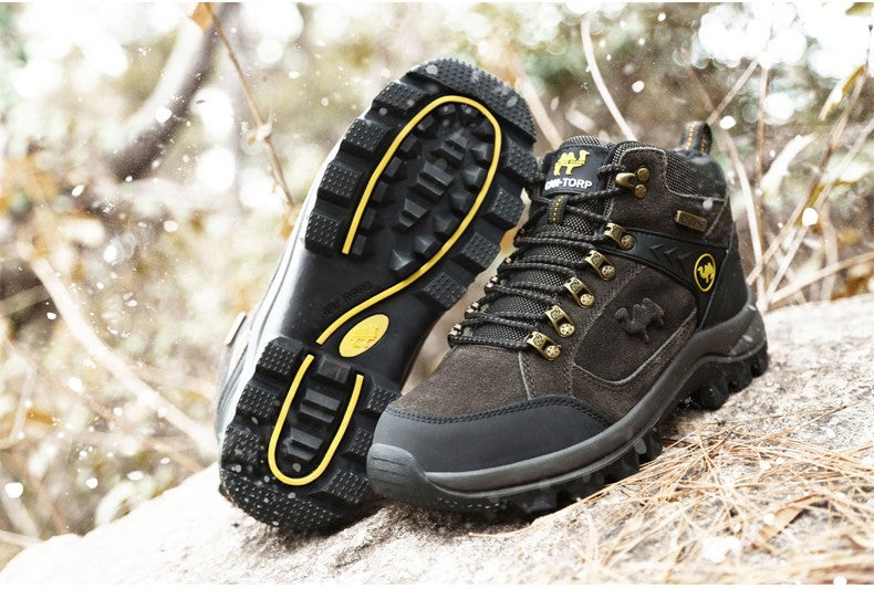 Classic Men Winter Boots Genuine Leather Sneakers For Man Fur Plush Snow Shoes Warm Outdoor Ankle Boots Outdoor Hiking Footwear