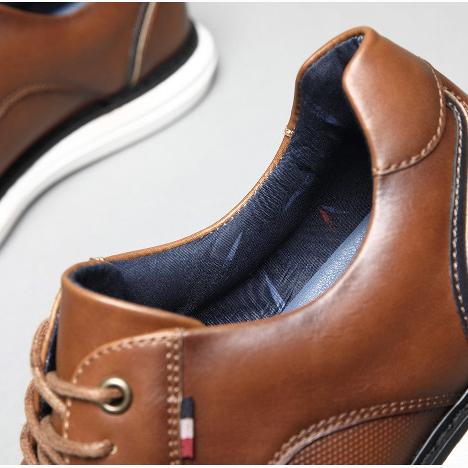 BHKH 2025 Genuine Leather Dress Shoes Comfy Men Casual Shoes Smart Business Work Office Lace-up Men Shoes