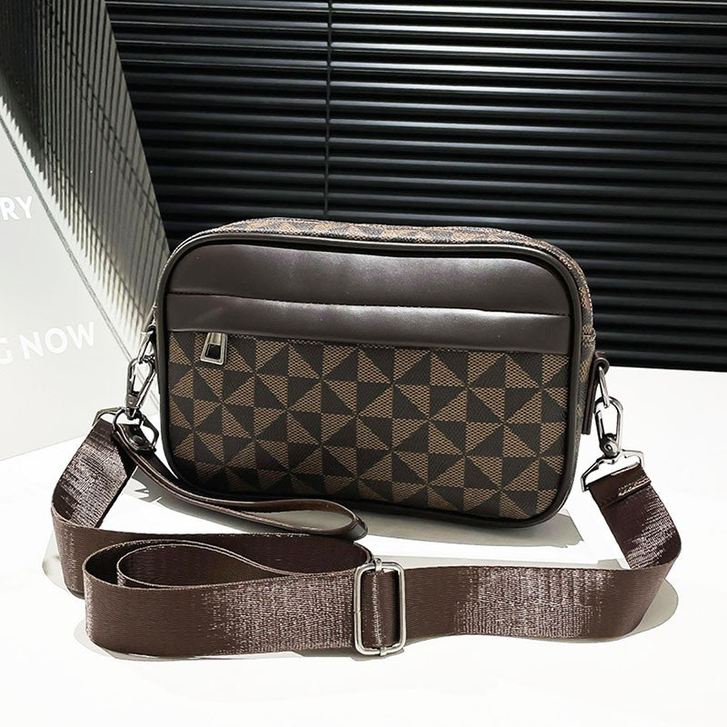 Casual Lightweight Business Shoulder Bags for Men PU Leather Messenger Bag Comfortable Wide Strap Crossbody Bags Designer Male