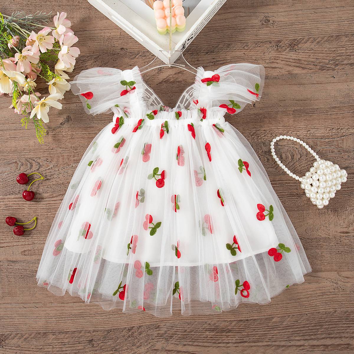 Summer New Sweet Butterfly Wing Baby Girl Princess Dress, Floral Chiffon Wedding Party Children'S Sleeveless Clothes (0-4 Years?