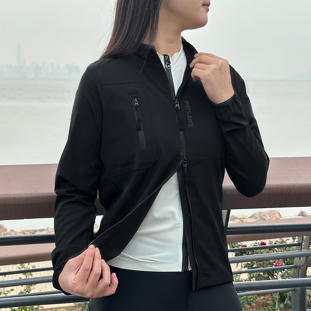 WOSAWE Women's Cycling Jacket Windbreaker Windproof Bike Vest Running Riding MTB Road Bike Tops