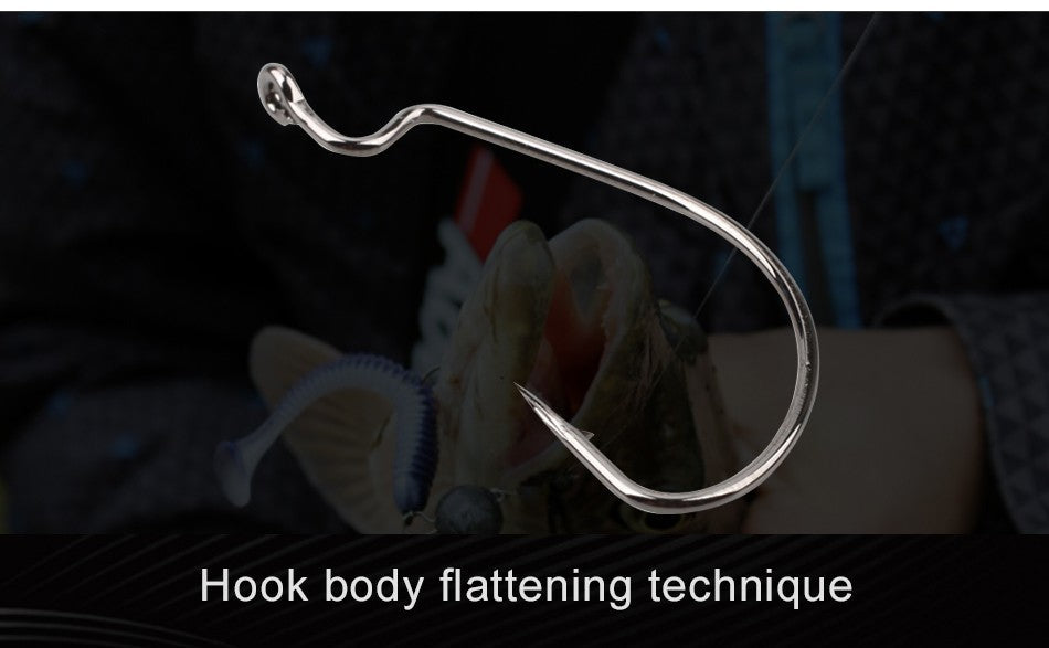 MEREDITH 50pcs/lot Fishing Soft Worm Hooks High Carbon Steel Wide Super Lock Fishhooks Lure Softjerk Hooks 8#-5/0 Fishing Tackle
