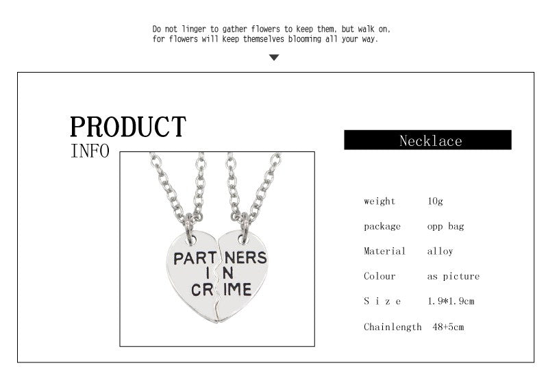 2pcs/set Splicing Necklace Necklace Heartbroken Pendant Necklace Men And Women Best Friends BFF Friendship Birthday Jewelry Gift