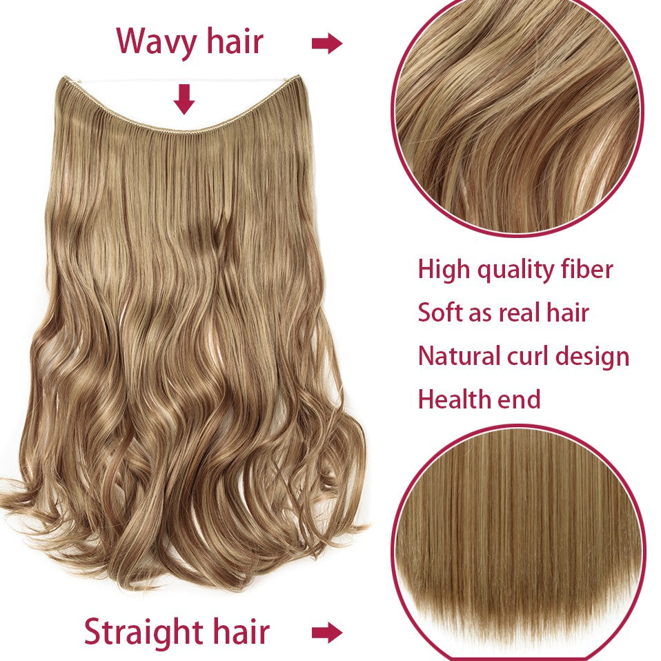 BENEHAIR Synthetic Invisible Wire No Clips In Hair Extensions Secret Fish Line Hairpieces Hair Extensions Fake Hair For Women