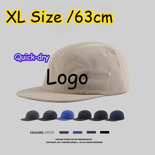 Quick-drying 63cm Large Flat Baseball Cap Men Women Light Breathable Sports Short Brim 5 Panel Running Hat Nylon Hats for Men