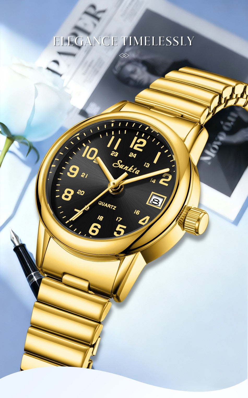 SUNKTA elegant Women's Watch 12/24 waterproof calendar women's quartz wrist watch fashion ladies vintage watches reloj de mujer