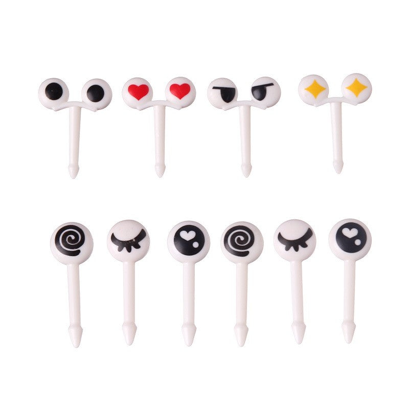 10/30/50Pcs Mini Skewers Cute Cartoon Eyes Kawai Lunch Bento Box Food Fruit Picks Fork Sticks Buffet Sandwich Toppers Decor fork