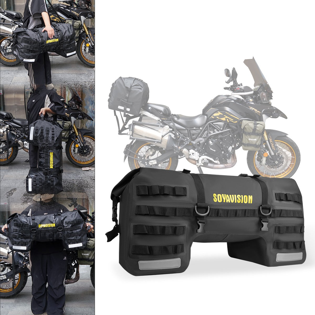 Universal Motorcycle Waterproof Tail Bags Back Seat Bags Cycling Camping Travel Bag Motorbike Scooter Sport Luggage Pack 66L 40L