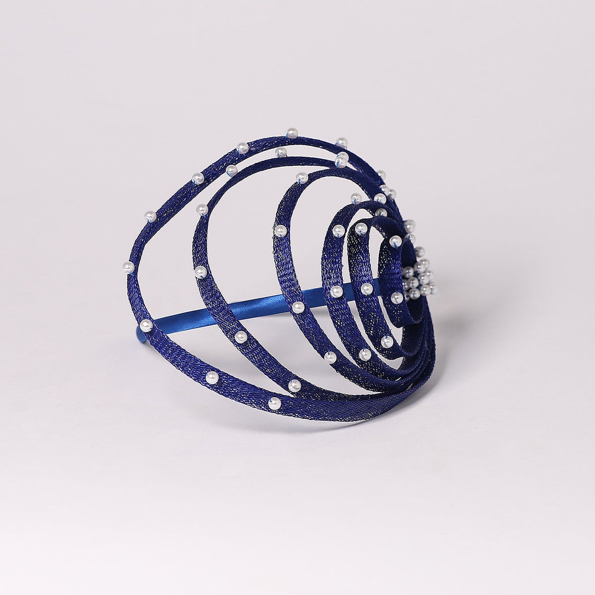 Royal Blue Fascinator Hat with Faux Pearls - Elegant Wedding Headdress, Derby Hats for Women, Cocktail Tea Party Church Events
