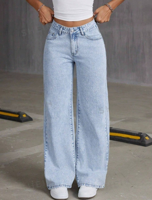Bow Embroidered Jeans Women's Sweet Spicy Style High Waist Straight Leg Pants Loose Casual Wash High Street Denim Pants