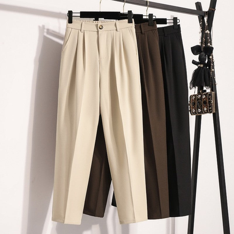 Plus Size Pants Woman 2025 Autumn Winter New Arrival High Waist Suit Pants High Quality Korean Style Straight Trousers