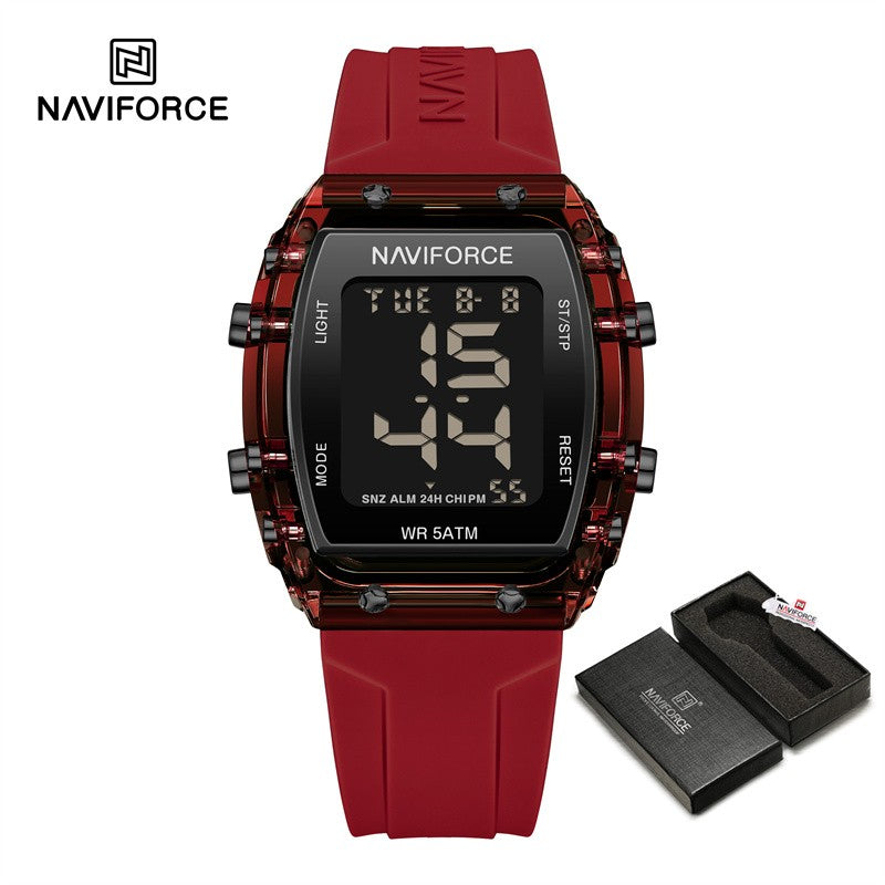 NAVIFORCE Watches for Woman LCD Digital Movement Female Clock Fashion 50m Waterproof Silicone Band Sport Electronic Wristwatches
