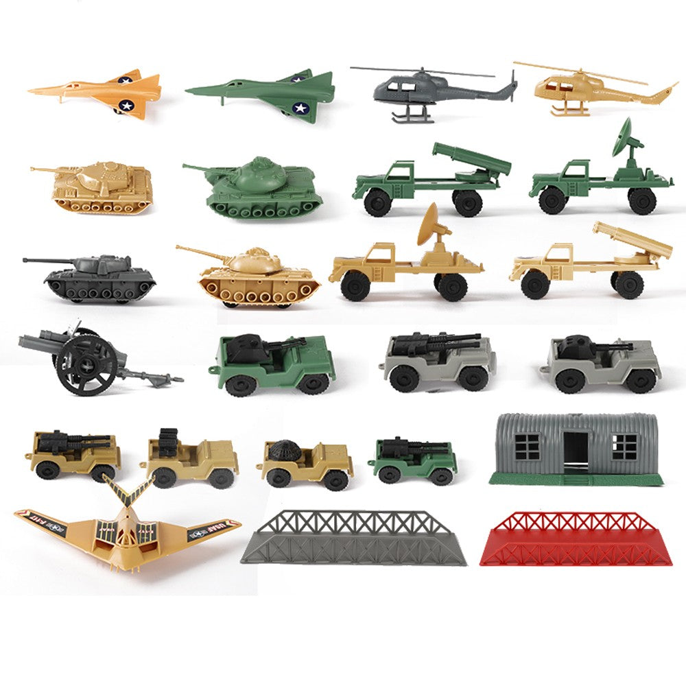 ViiKONDO Army Men Toy Military Vehicle Model Wargame Accessories Tank Radar Missile Launcher Artillery Fighter Barrack Bridge