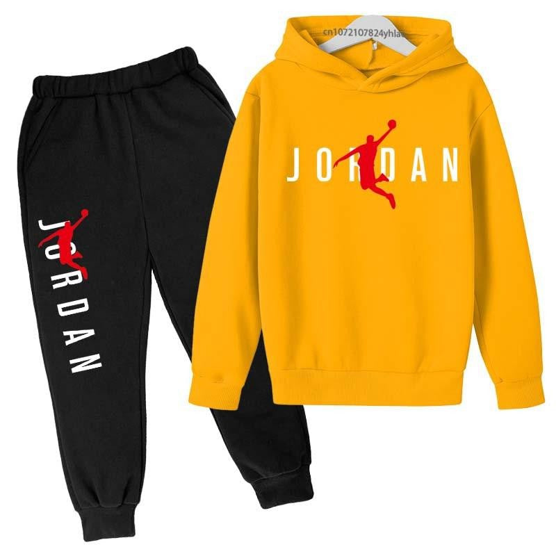 Children Spring Autumn Hoodie Pants Two Piece Suit Boys And Girls Outdoor Sports Set Kid Casual Pullover basketball Coat