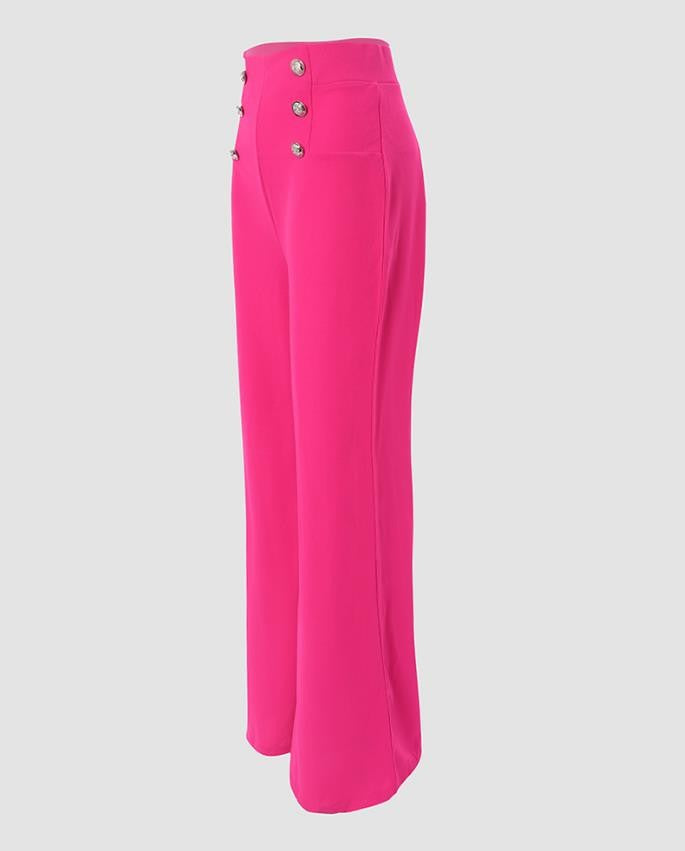 Elegant High Waist Wide Leg Bootcut Pants 2023 Summer European & American Fashion Simple Women's Flared Trousers