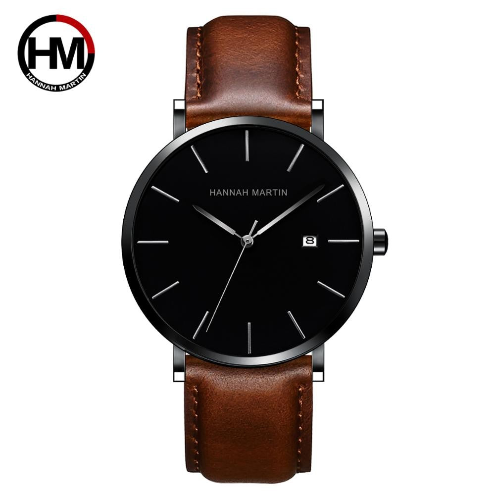 Classic Bauhaus Design Men Watch Dark Blue Japan Quartz Waterproof Stainless Steel Fashion Business Calendar Ultra Thin Watches