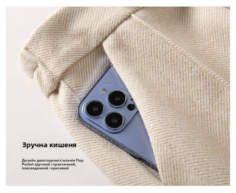 Faionable Thiened Woolen Flared Pants High Waist Casual Trousers for Women Autumn Winter New Sle Slimming Wide Leg Pants