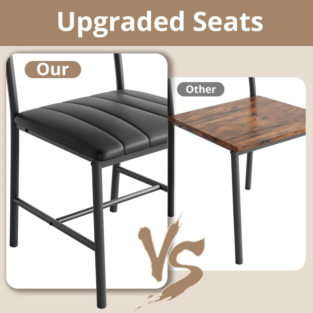 4-Piece Dining Set with Upholstered Bench and Chairs, Compact Kitchen Table for Small Spaces