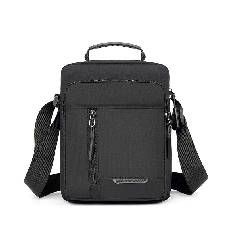 1 men's crossbody bag with zip closure, adjustable shoulder strap, and multiple storage compartments, suitable for daily commuti