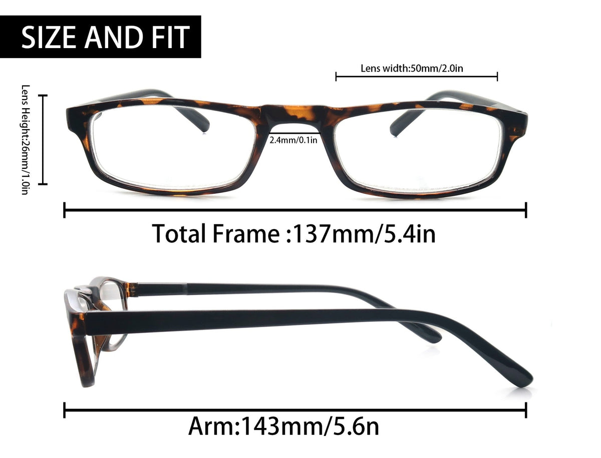 Women Men Reading Glasses Classic Small Rectangle Frame Spring Hinge Ulrta Comtable Wear Readers Eyeglass with Diopters
