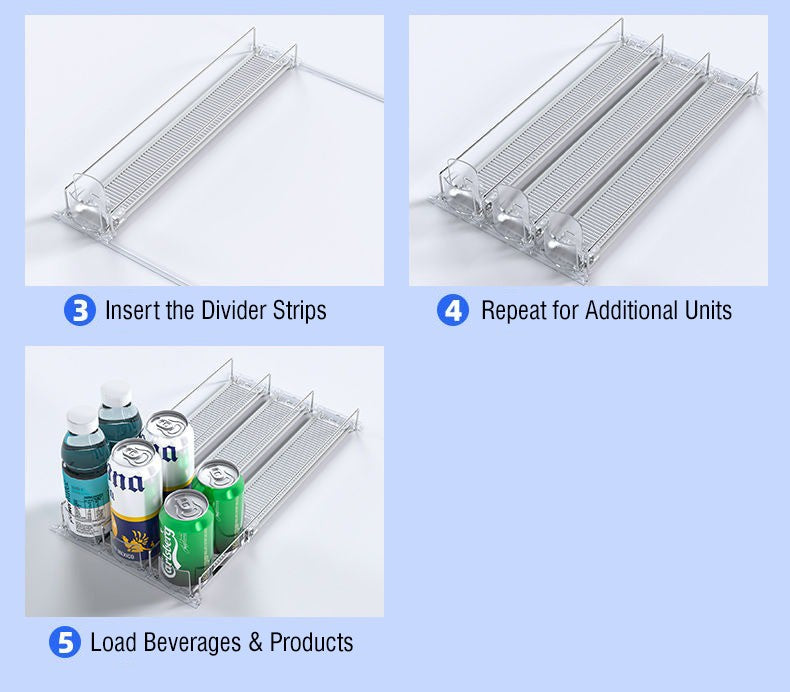 1-5pcs Automatic Beverage Pusher Supermarket Freezer Home Refrigerator Self-Sliding Track Organizer Cans Bottles Cola Drinks