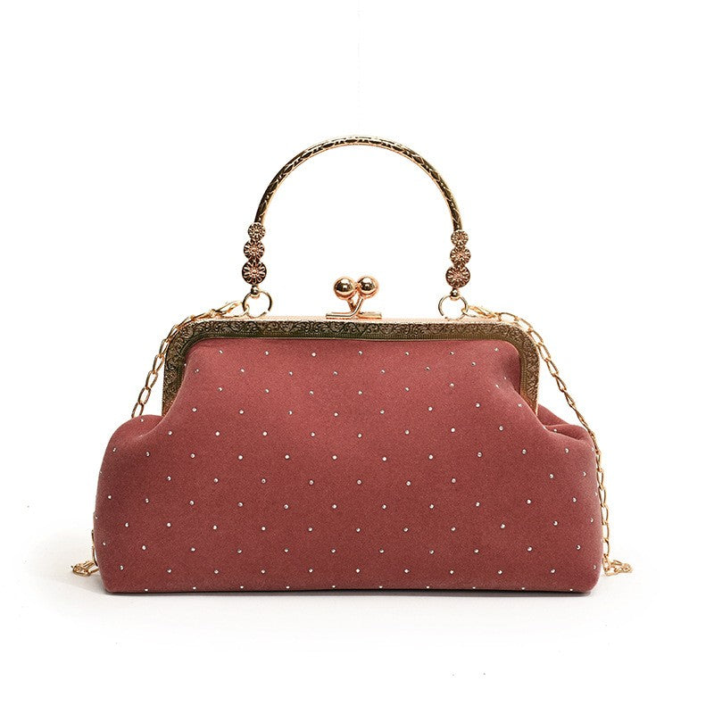 Luxury Design Women's Evening Clutch Purse Dinner Party Ladies Small Clip Shoulder Bag Handbags Retro Female Chain Crossbody Bag