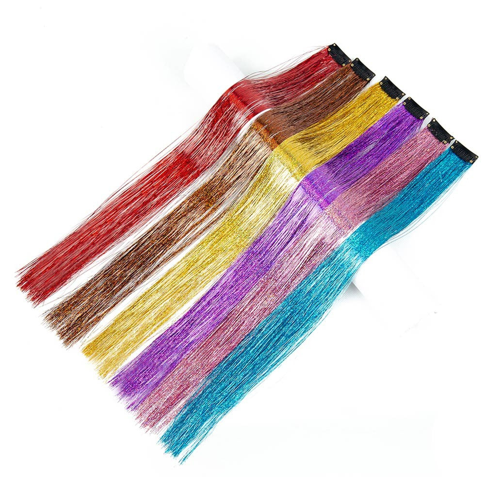 New Hair Tinsel Clip In Extensions Shiny Sparkle Hair Tinsel Glitter Fairy Hair Tinsel Kit Clip In Sparkle Hair Extension 19.5In