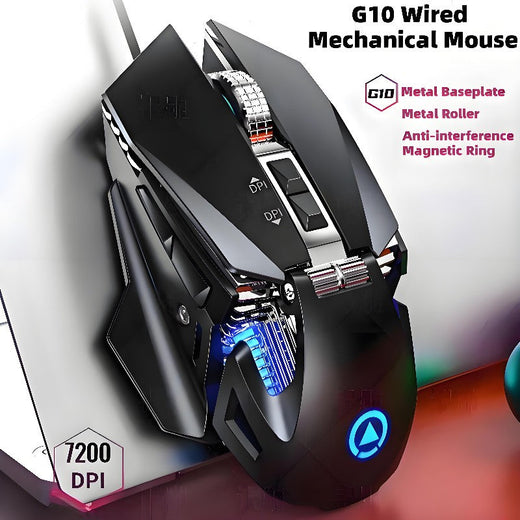 G10 Wired Mechanical Mouse RGB Backlit 200-7200DPI 6000FPS Macro Programming Gaming Mouse with Anti Interference Magnetic Ring