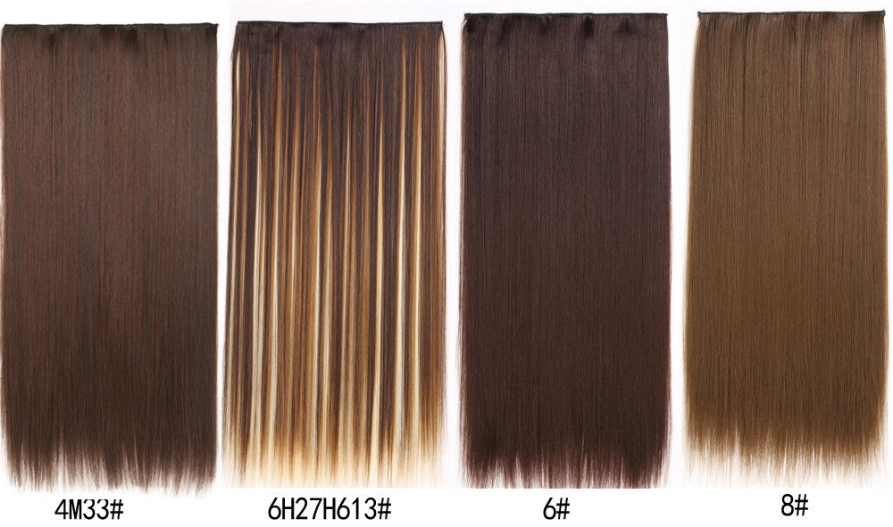 16 Clips in Hair Extensions 24Inchs Long Straight Hairstyle Synthetic Blonde Black Hairpieces Heat Resistant Fake Hair 6Pcs/Set