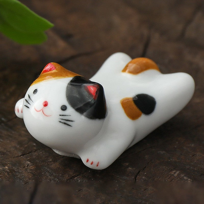 Ceramic Cat Shape Chopsticks Rack Kitchen Tableware Holder Stand Spoon Fork Pillow Storage Rack