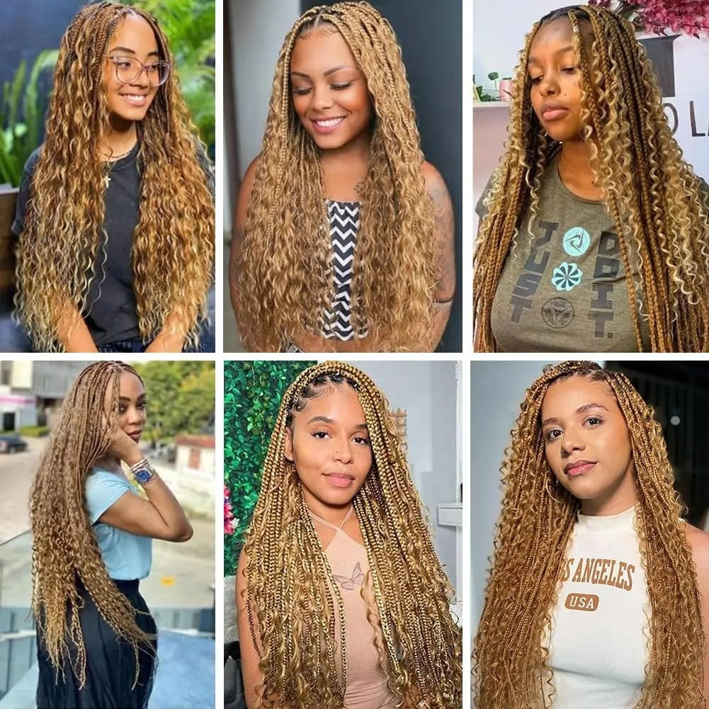 Ombre Highlight 427 Deep Wave Boho Braids Human Hair Curly Brazilian 100% Human Hair Remy Braiding Real Raw Weave Extensions
