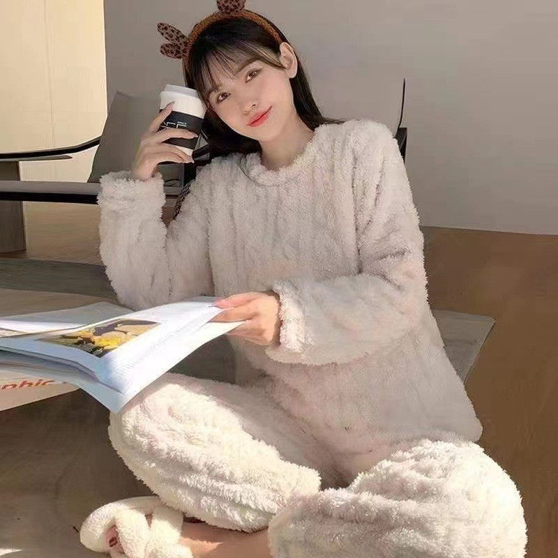 Winter Women's New Pajamas Homewear Suit Women's Fall and Winter Warm Clothes Coral Velvet Leisure Pajamas Padded Homewear