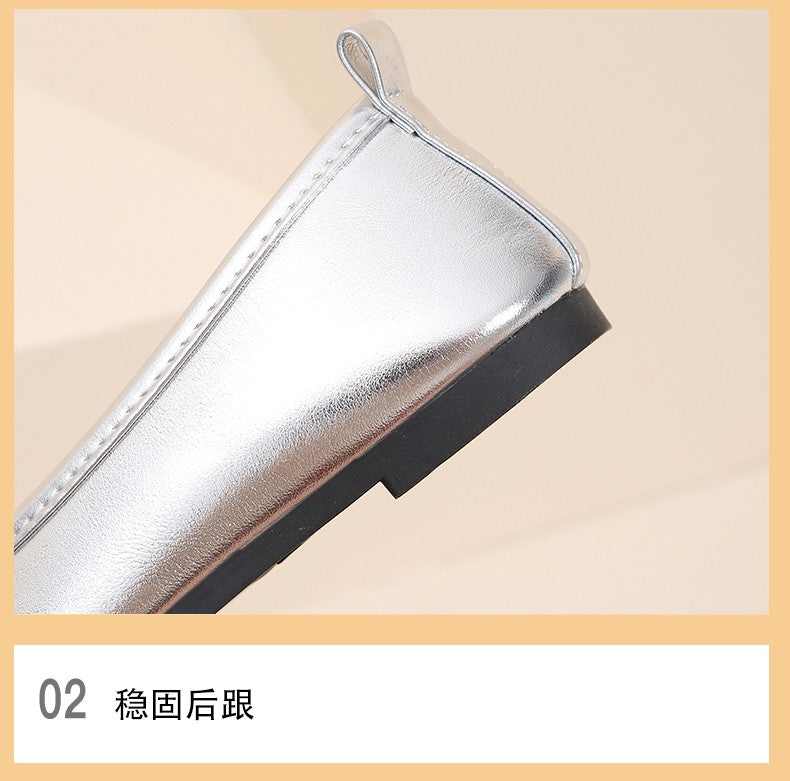 Elegant Girls Shoes Metal Colored Princess Casual Flats Soft Mary Jane Shoe Children Gold Silver Classic Ballet Flats Shoe 26-37