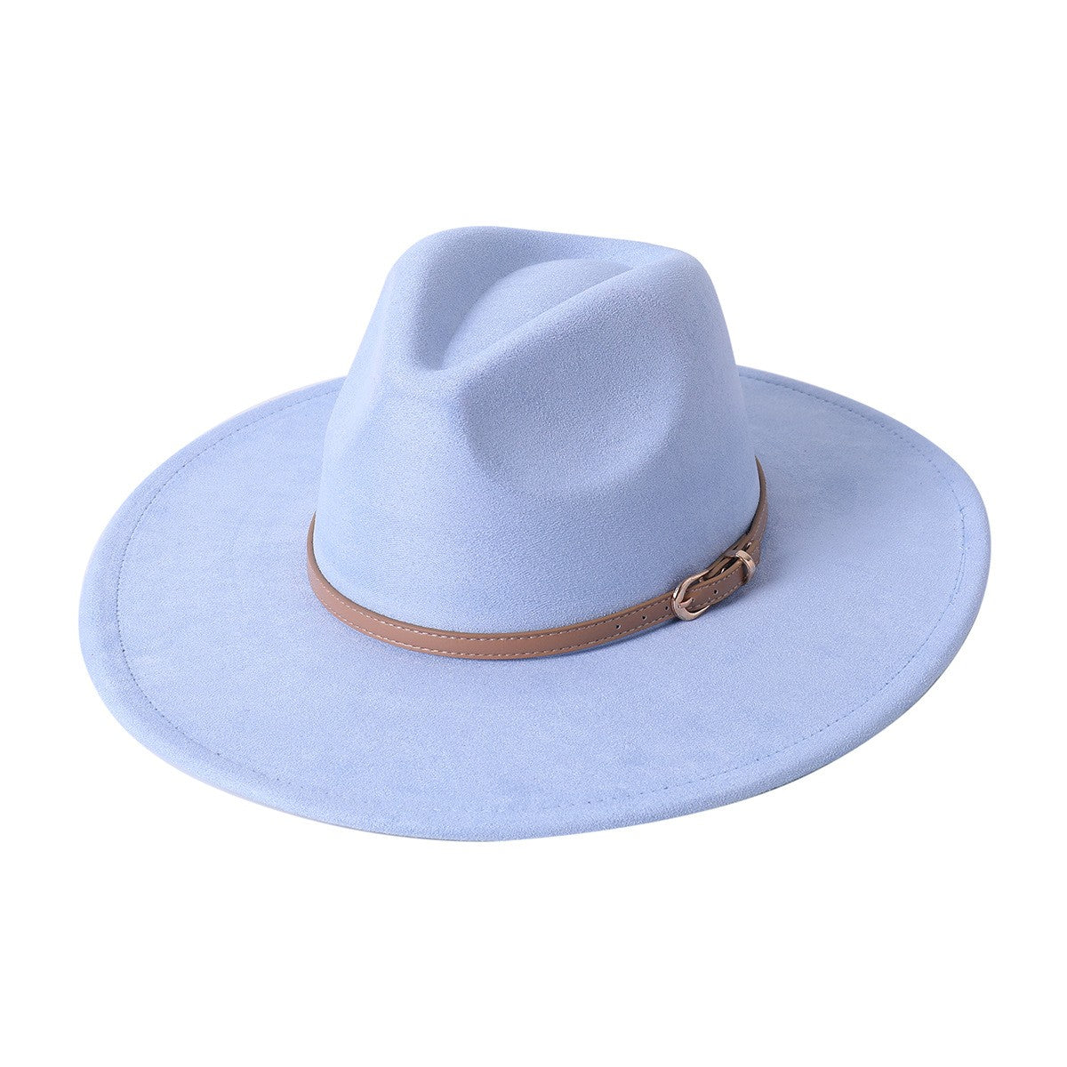 Vegan suede hat belt accessories heart-shaped wide-brimmed fedora hat for men and women felt jazz hat classic chapeau femme