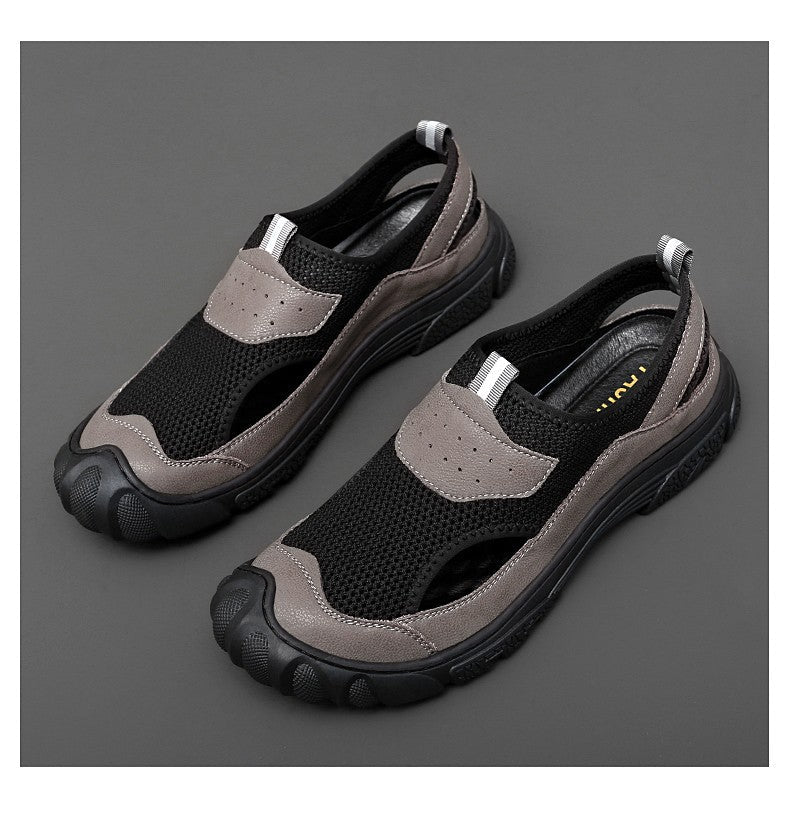 Outdoor Trendy Sandals Summer Mesh Hollow Casual Outerwear Shoes Men's Breathable Sports Shoes Beach Sandals New