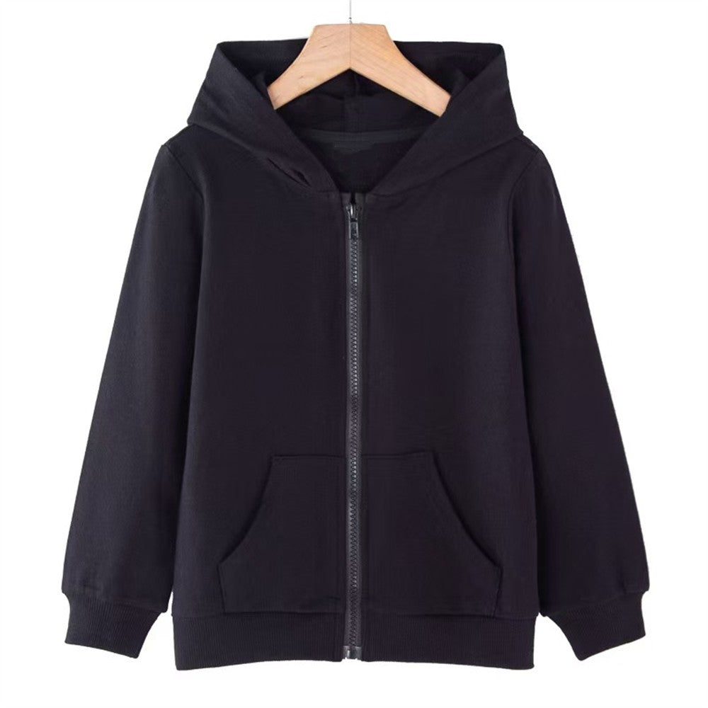 Children tops Zipper style Hoodies Coat Boy black Girls Pink Age 3-12 Kids Sweatshirt festival festival gifts Solid color