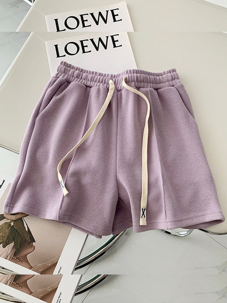 AOSSVIAO 2025 Summer Shorts Women Elasticity Lovely Girls Korean Style Sweet Students Harajuku Simple Pure Gray Trousers Female