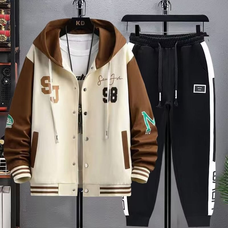 Men's Hooded Tracksuit Set Hoodie Jogger Pants 2 Piece Fashion Sports Wear Korean Popular Clothes Men Plus Size Men's Clothing