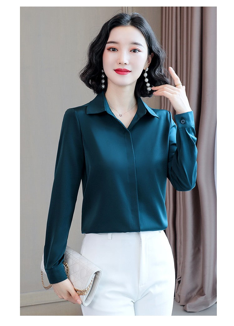 Women Silk Office Shirt 2025 Fashion Long Sleeve Casual Female Tops Elegant Ladies Vintage White Satin Blouses Shirts Oversized