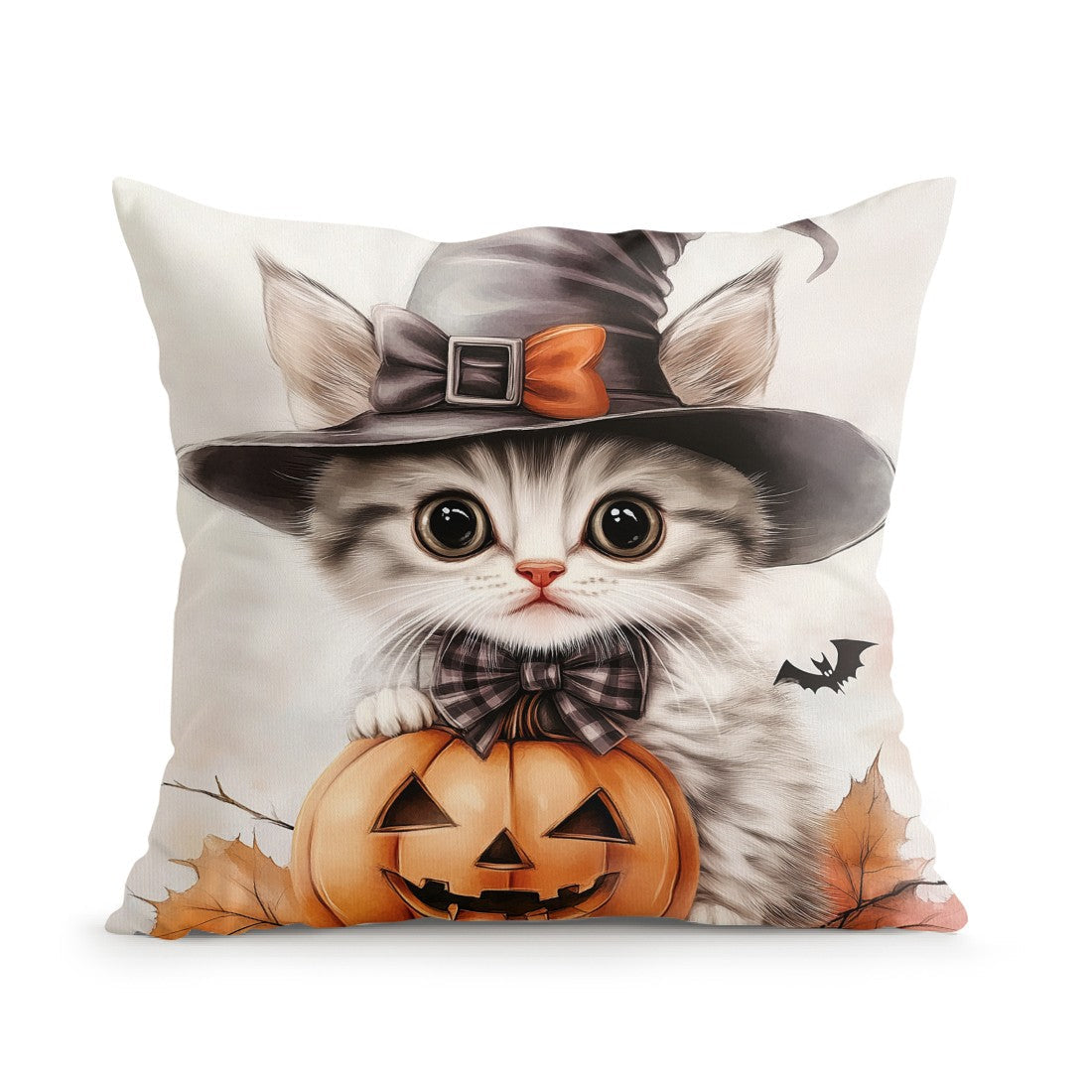 Halloween Ghost Pumpkin Print Cushion Cover Peach Skin Velvet Room Home Sofa Living Office Car Simplicity Pillow Cover 45x45CM