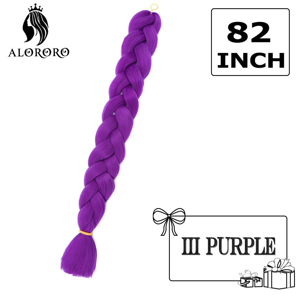 Alororo Synthetic Jumbo Braid Hair 82 Inch African Fake Hair High Temperature Fiber Puple Red Braiding Hair Extensions for Women