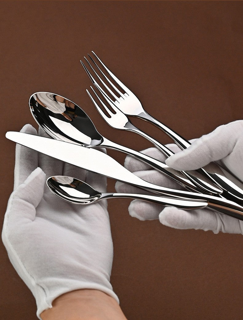 5Pcs 304 stainless steel tableware set steak knife fork cutlery set restaurant kitchen Home commercial high-end dinnerware