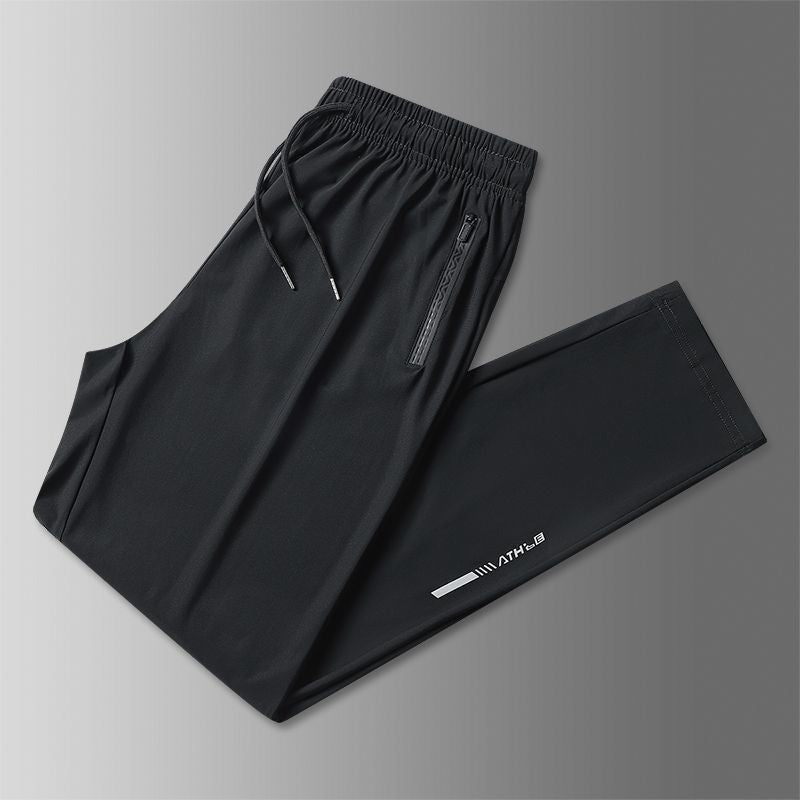 Ice Silk Casual Pants for Summer Thin Loose Fast-drying Stretch Breathable Sports Pants Jogger Man Gym Shirt Quick Football Mens