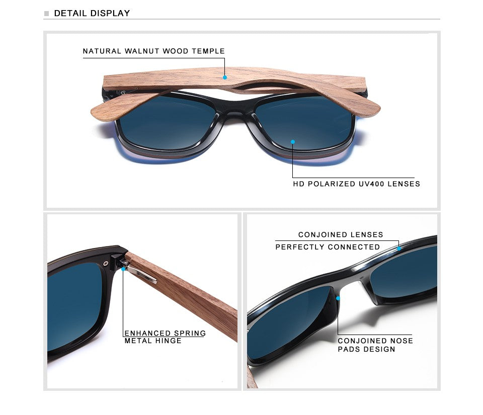 KINGSEVEN UV400 Sunglasses For Men Polarized Walnut Wood Handmade Sun Glasses High Quality Protection Women Eyewear Gafas