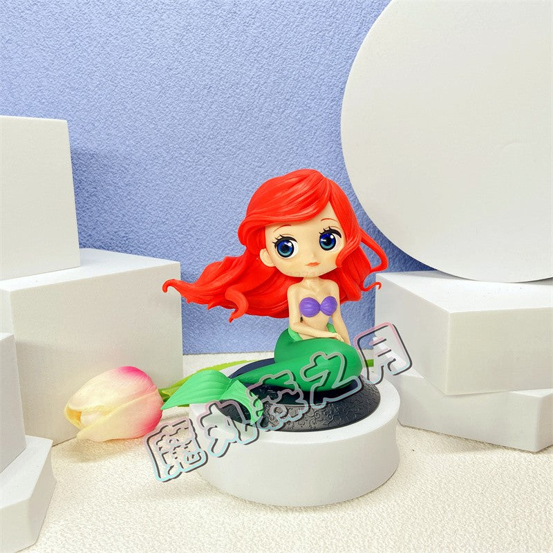 Bandai Disney The Little Mermaid Anime Qposket Characters Ariel Glitter Line Action Figure Collectible Model Toys Birthday Gift