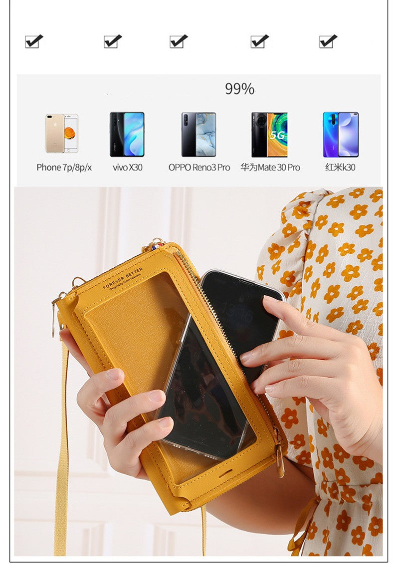 Women Crossbody Bags Touch Screen Cell Phone Purse 2023 Fashion Shoulder Bag Mobile Mini Wallet Card Holder Handbag for Female