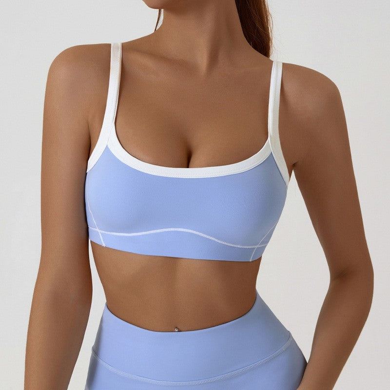 Yoga Sports Bra Color Clashing Shock Absorbing Brassiere Women Full Cup Breathable Gym Tube top Bra Yoga Workout Underwear