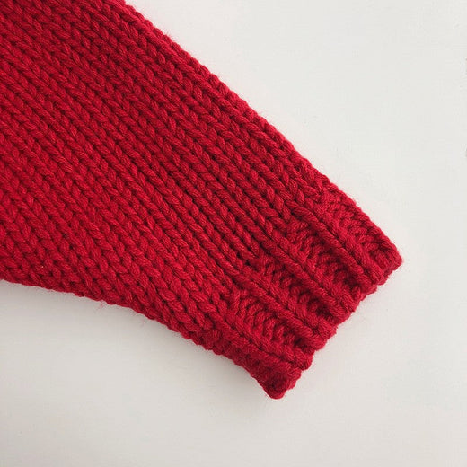 Baby Christmas Knit Sweater Pullover 1-6Yrs Tops Boys Girls Pullover Autumn Red Sweaters Children Long Sleeved Sweater Clothing