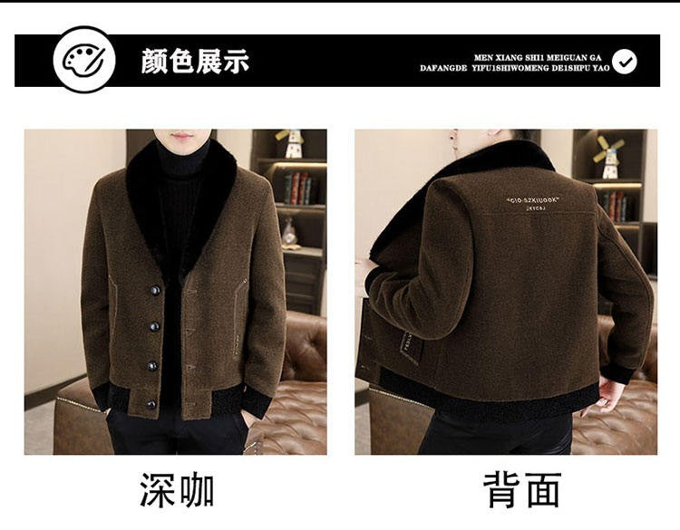 2024 Winter Woolen Jacket for Men Thick and Plush Warm Lapel Trench Coat Casual Business Wool Blends Social Streetwear Overcoat